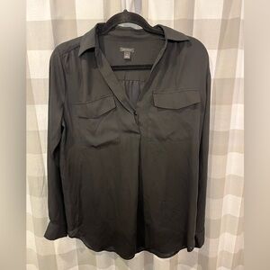 Ann Taylor Black V Cut With Pockets  Blouse